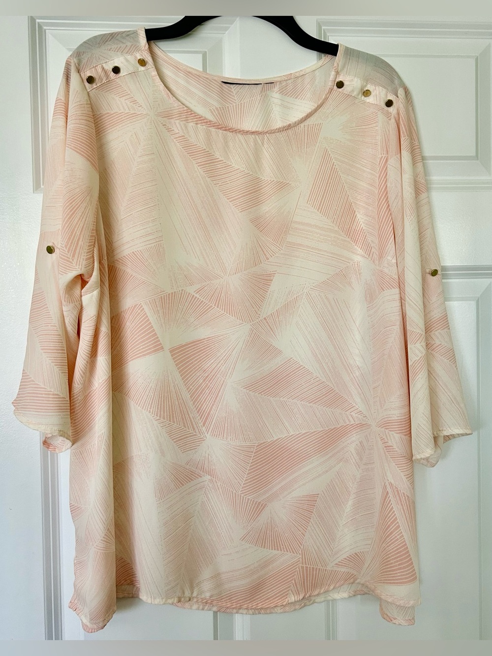 Apt. 9 Light Peach Geometric Print Blouse